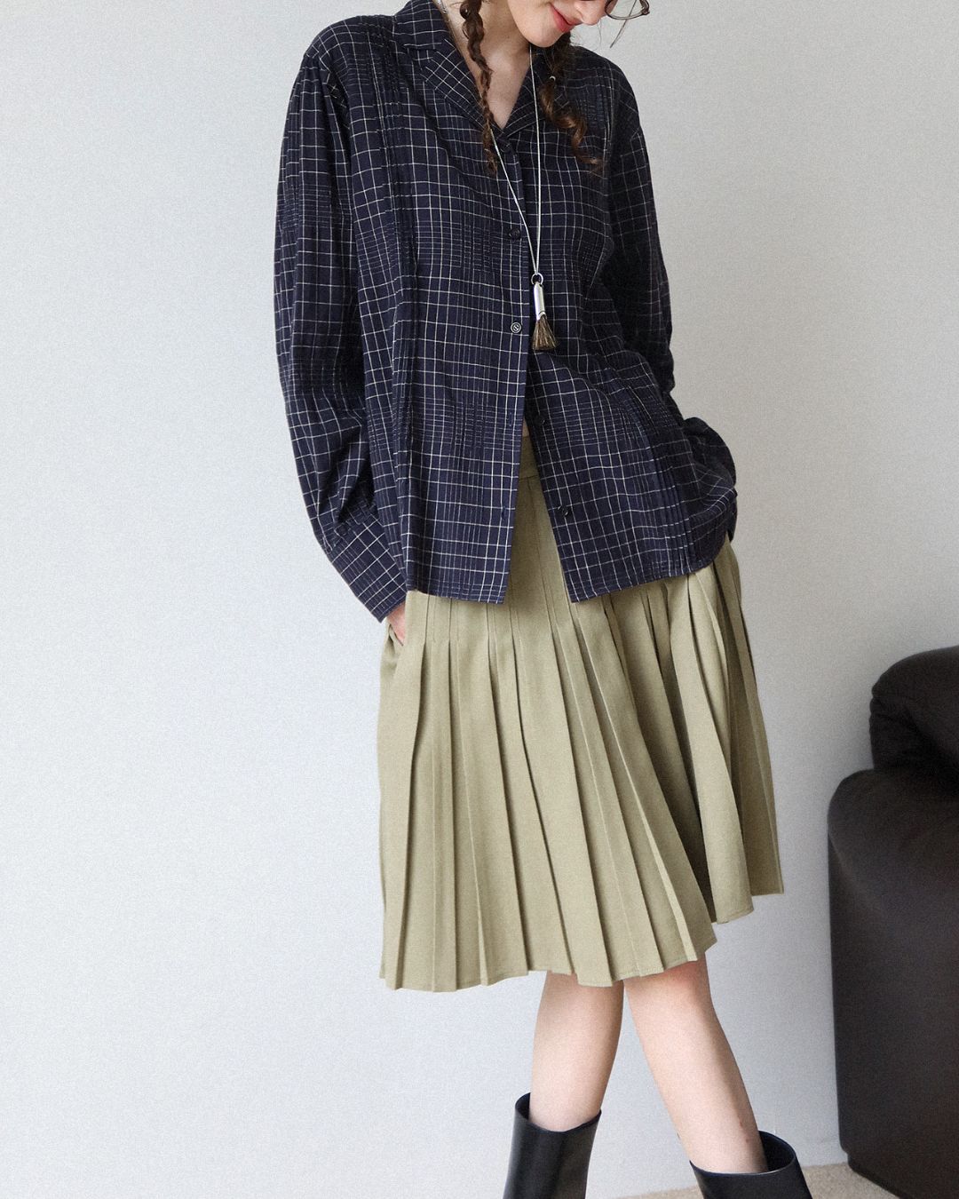 Open Collar Long Sleeve Shirt　LS012