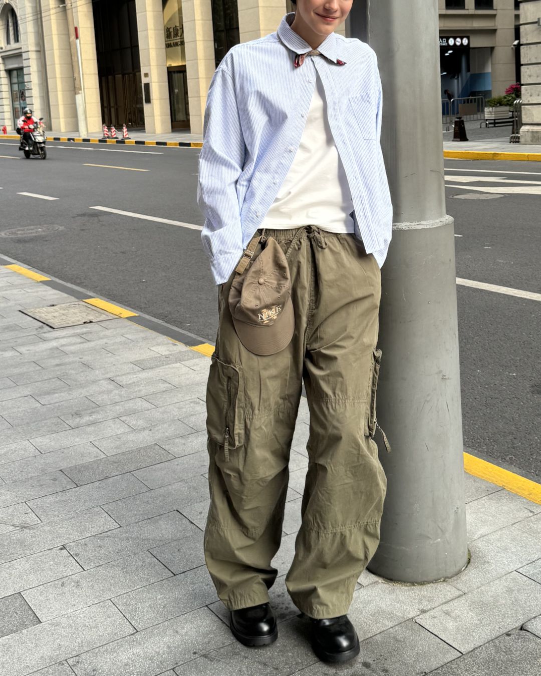 Striped Cropped Shirt　LS008