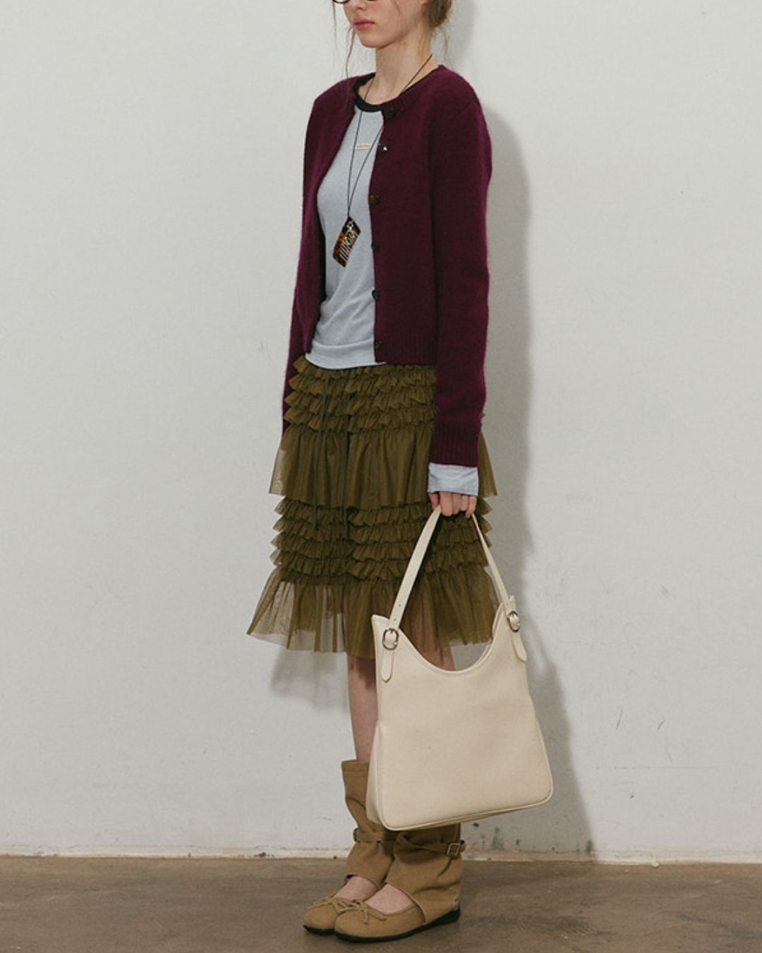 Round Neck Retro Fluffy Knit Cardigan　KN115