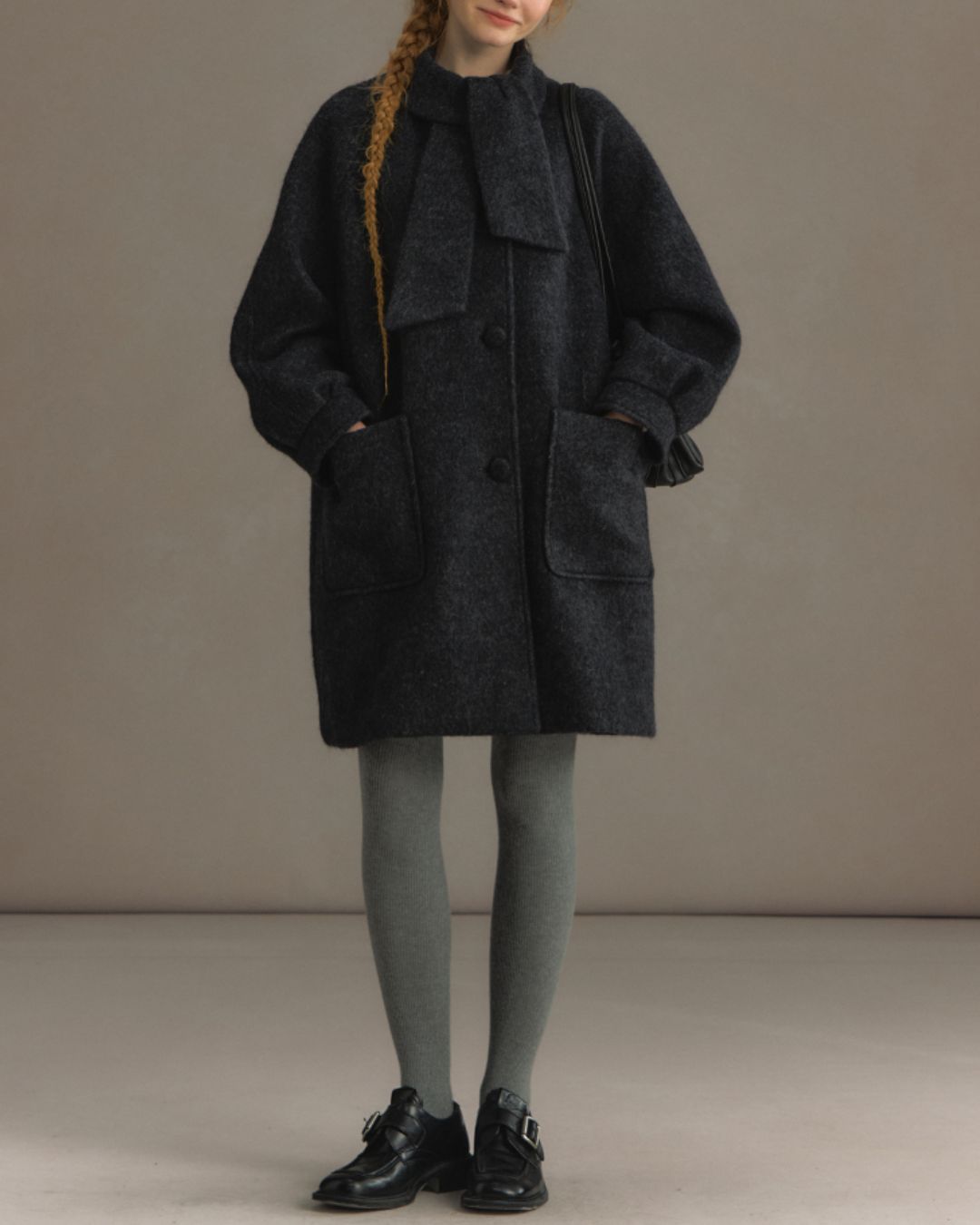 Bowtie Collar A-line Coat　CT023