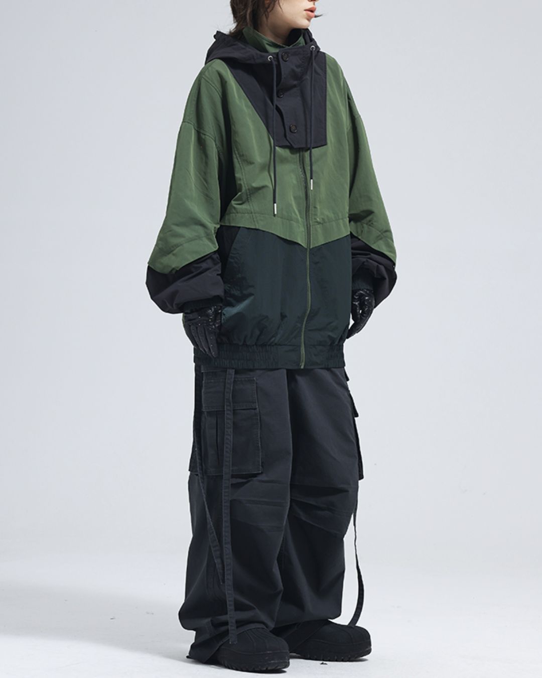 Oversized Colorblock Nylon Jacket　JK072