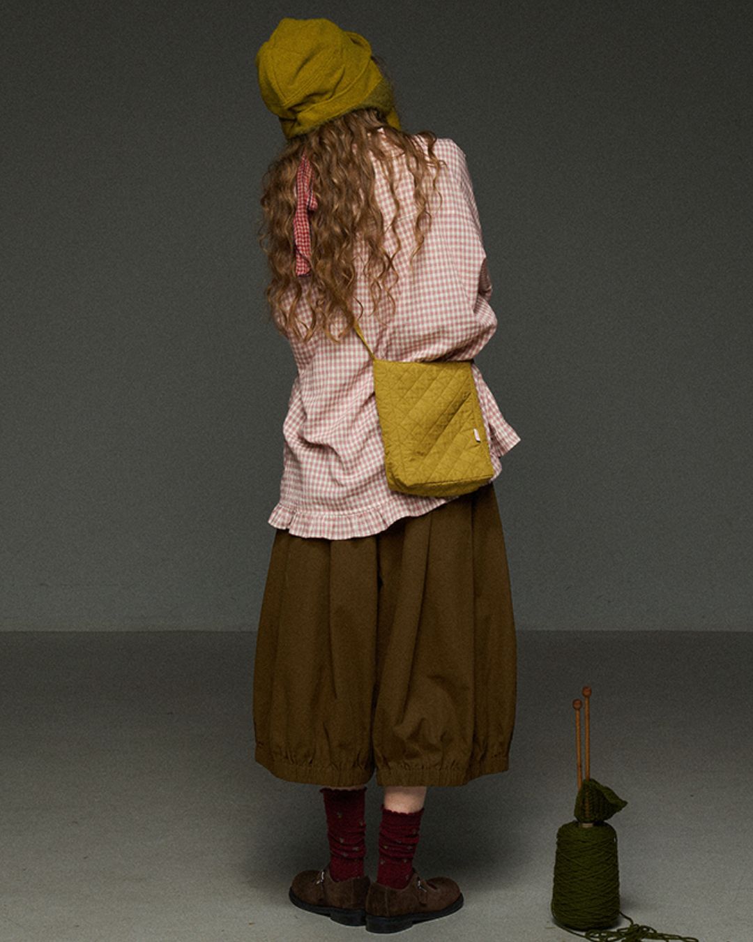 Pink Checked Ruffle Shirt　LS027