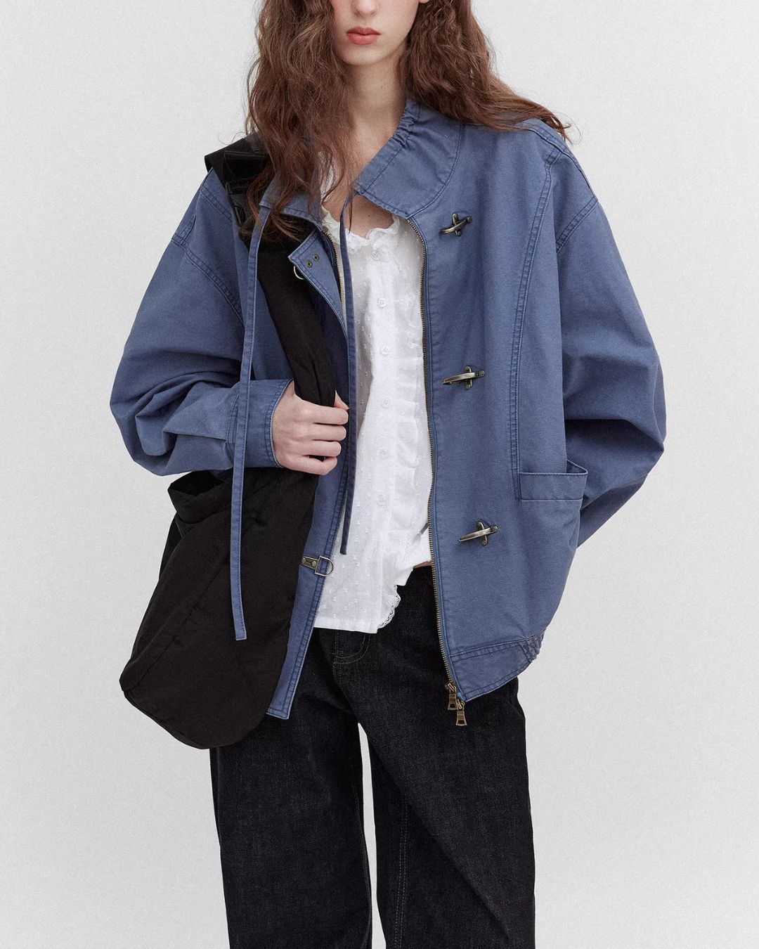 Vintage Metal Button Denim Jacket & Gathered Shorts　JK090
