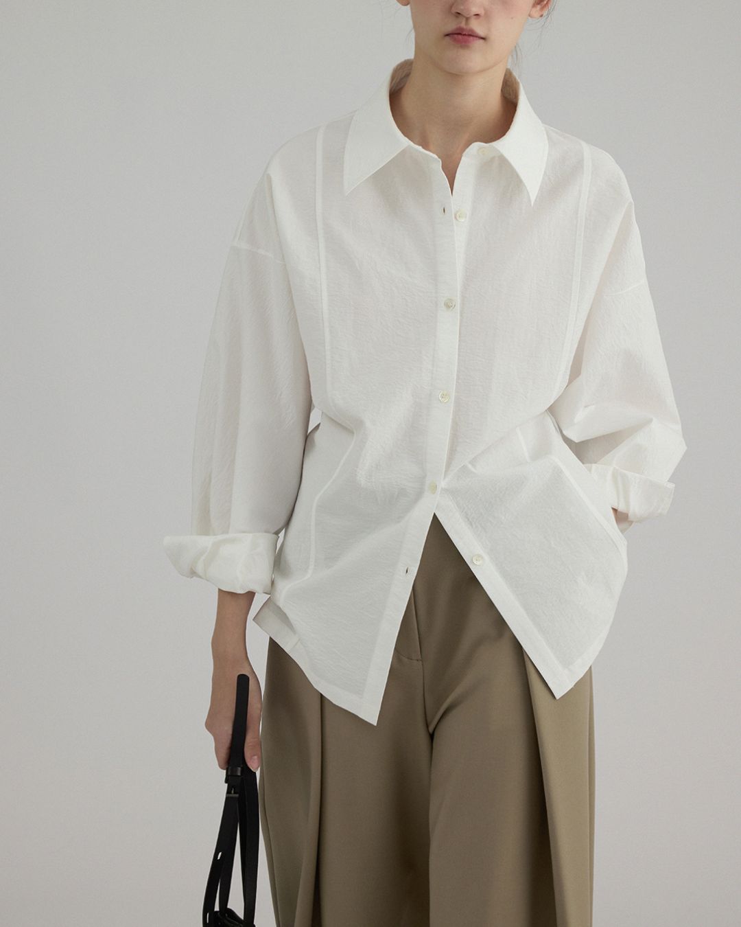 Back Button Basic Shirt　LS022