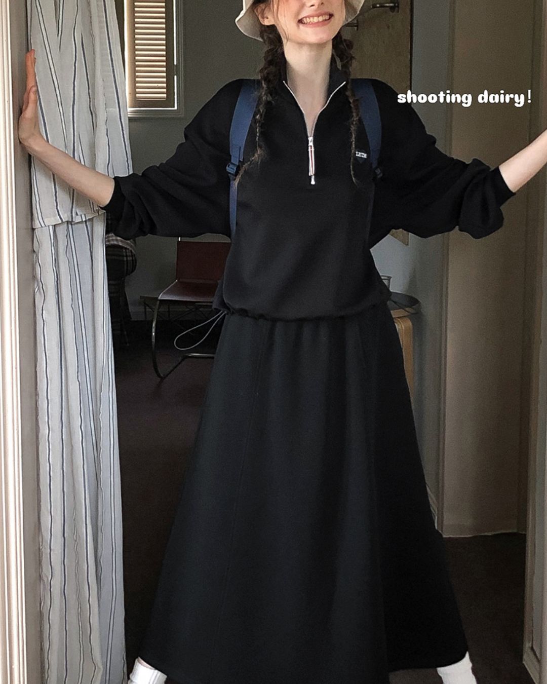 Heart Half-zip Sweat & Skirt　SW004