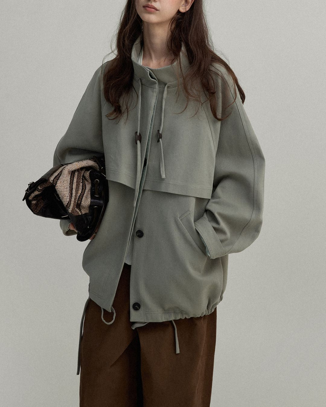 Stand Collar Drawstring Jacket　JK018