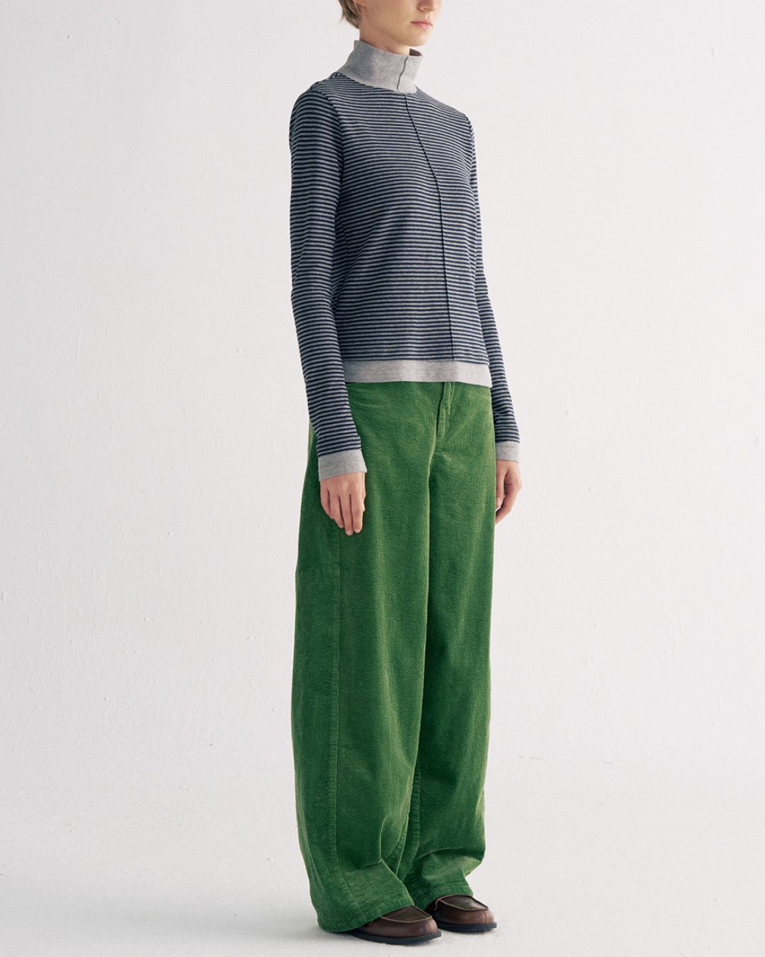 Color Block Faux Layer High Neck Knit　KN083