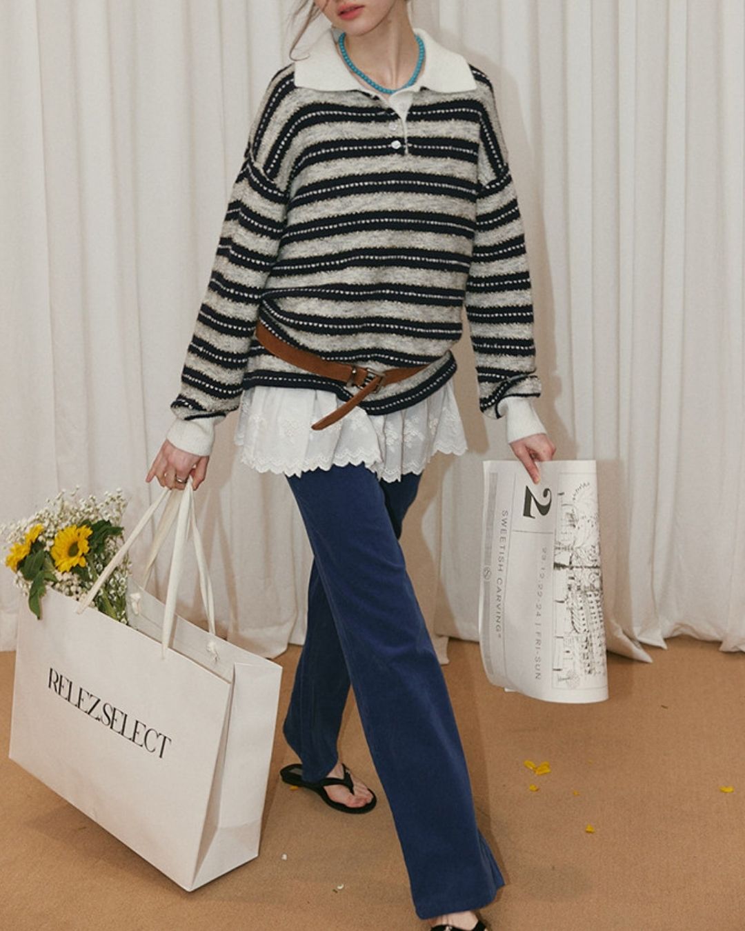 Small Flower Ruffle Sleeveless Shirt　SS001
