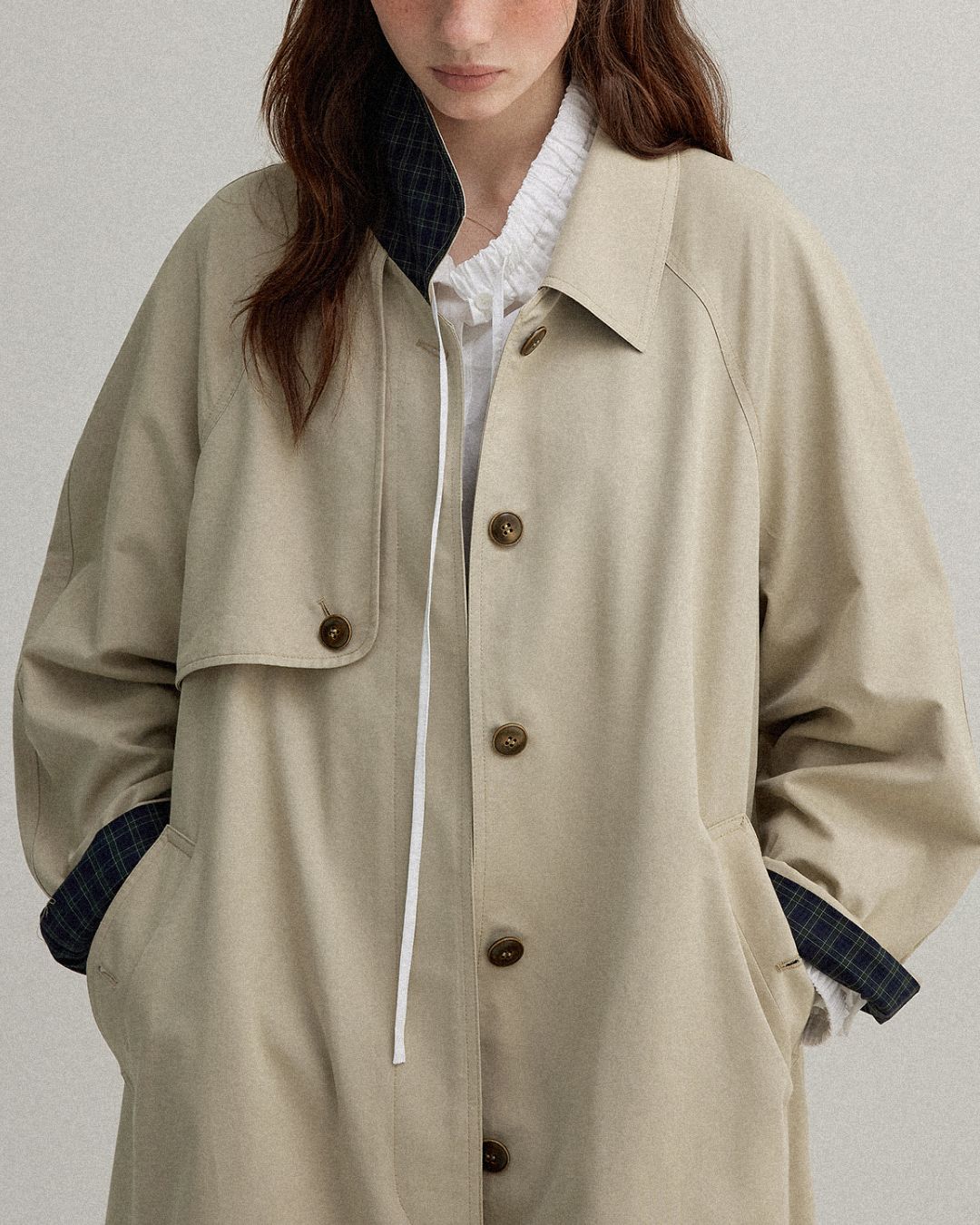 Back Pleated Trench Coat　CT001