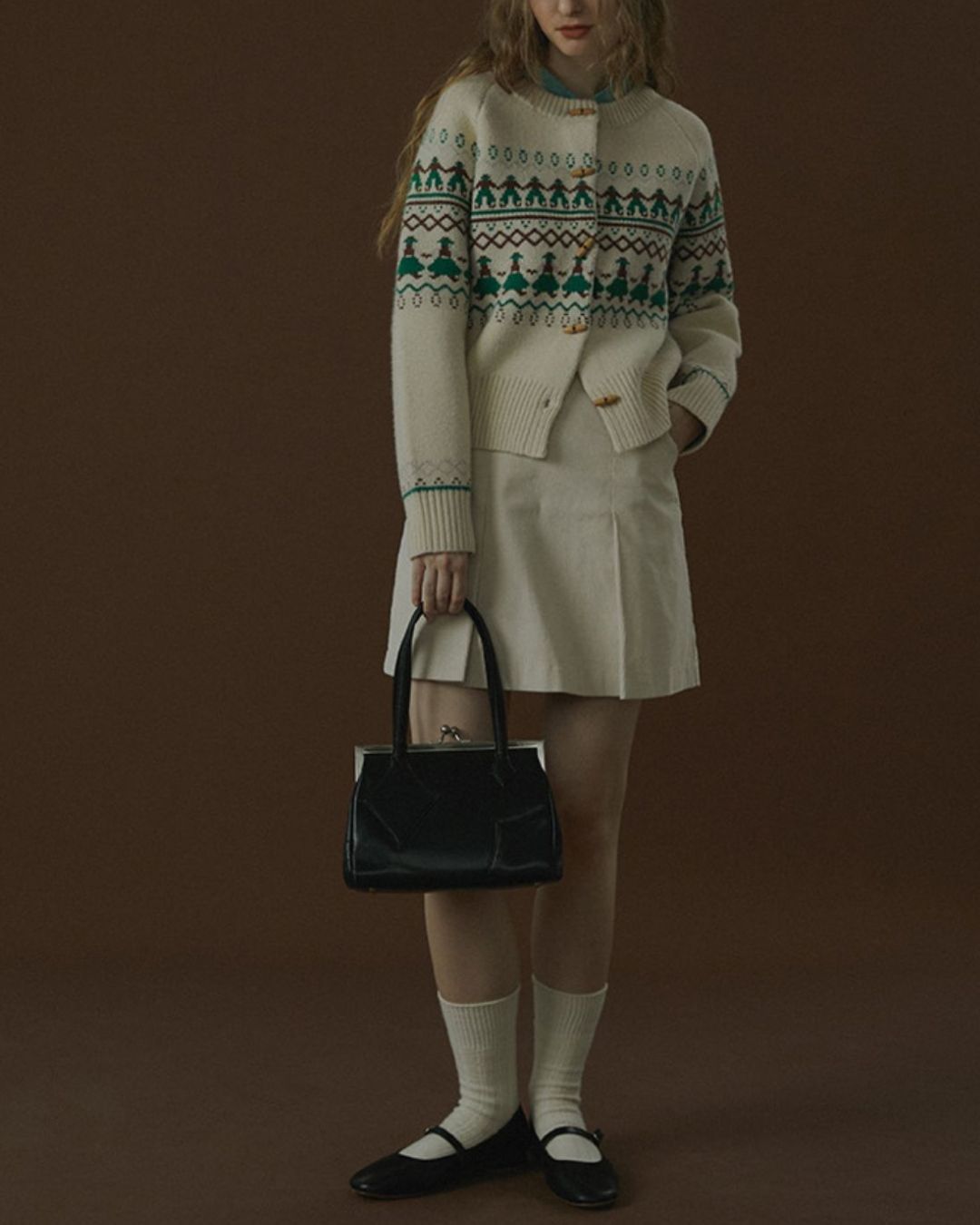 Fair Isle Retro Knit Cardigan　KN039