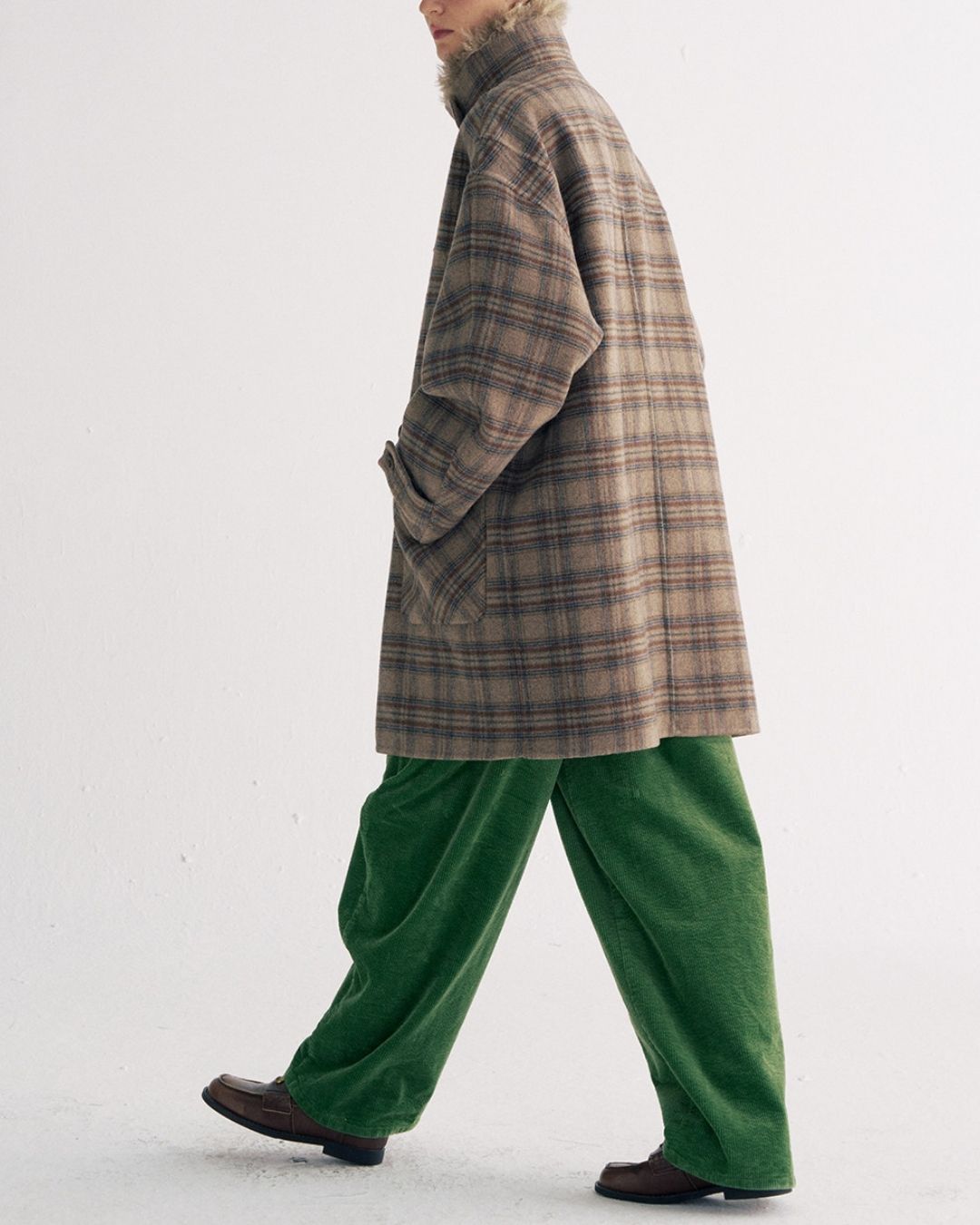 Stand Collar Duffle Check Coat　CT031