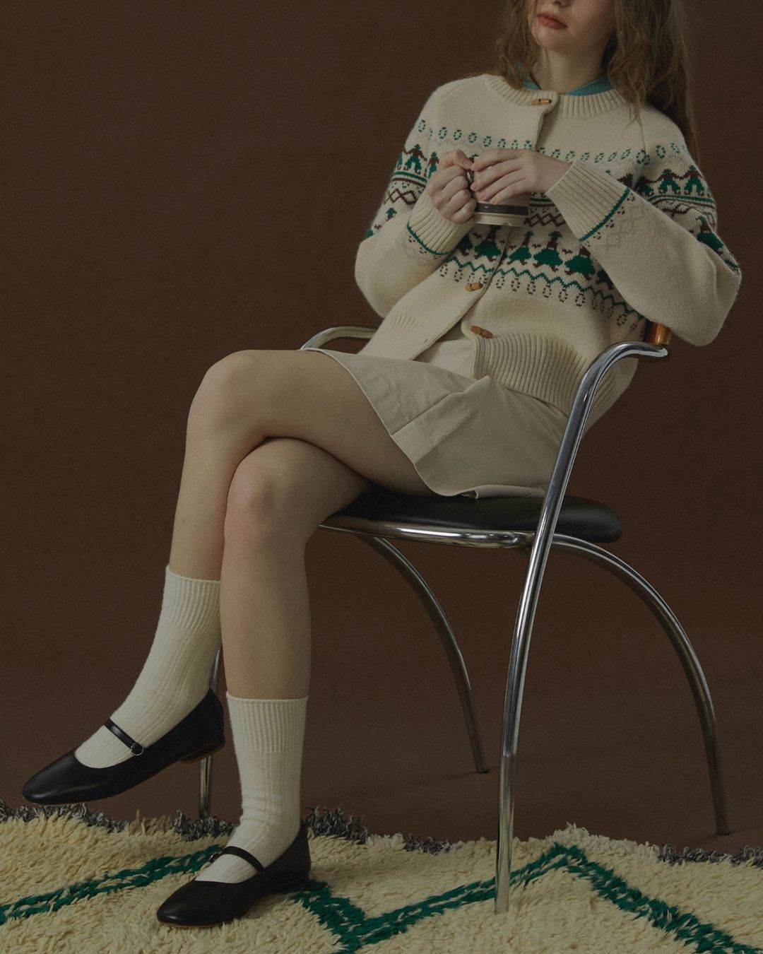 Fair Isle Retro Knit Cardigan　KN039