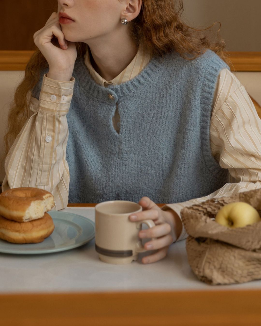 Back Half Button Collar Shirt　LS032