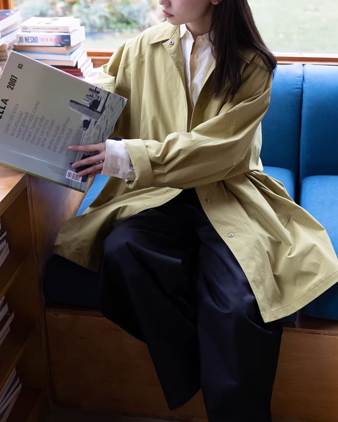 Round-collar Loose Striped Shirt　LS063
