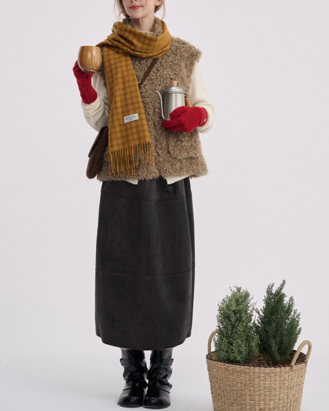 Stand Collar Boa Flap Pocket Vest　VT015