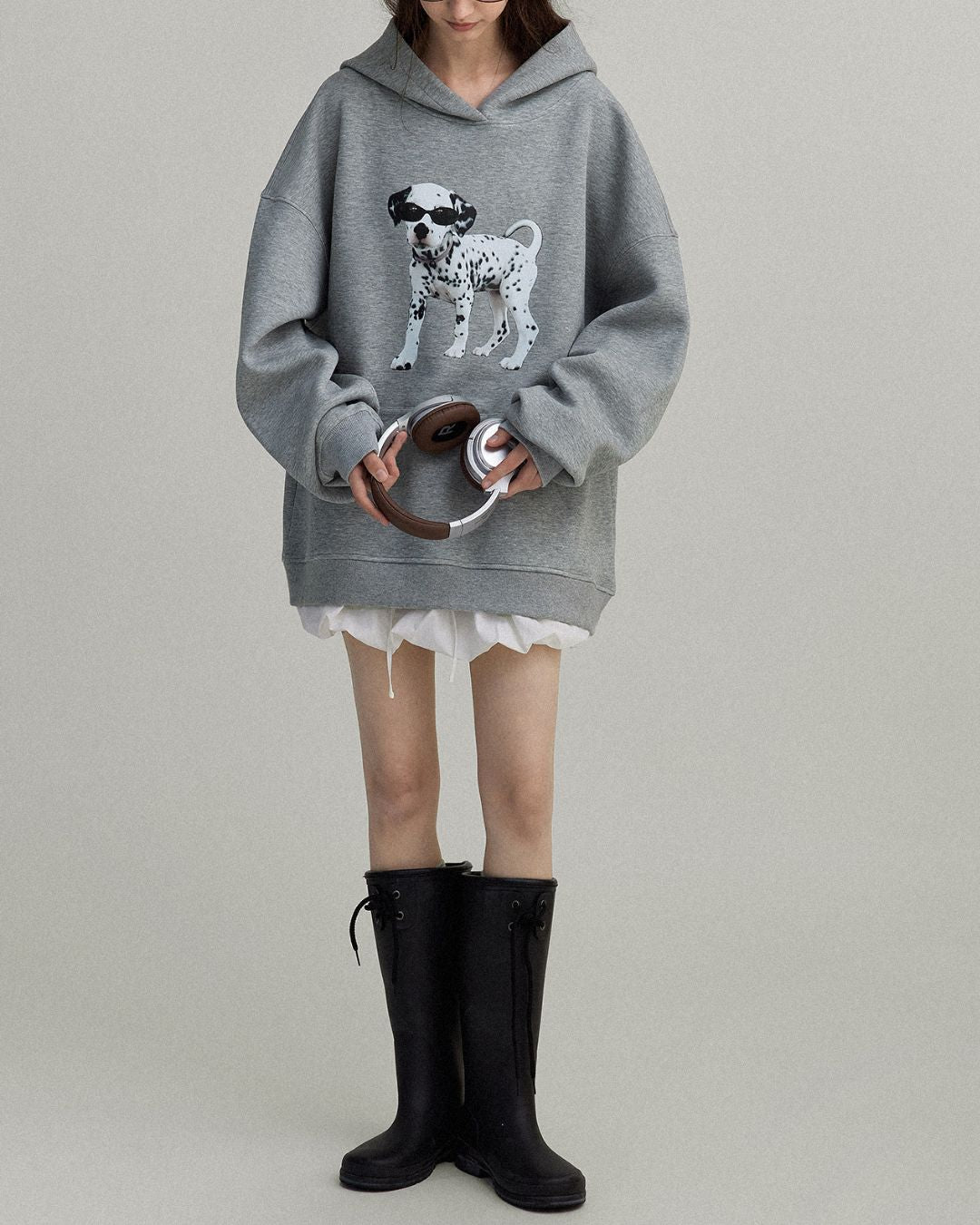 Dalmatian Print Oversized Hoodie　HD002