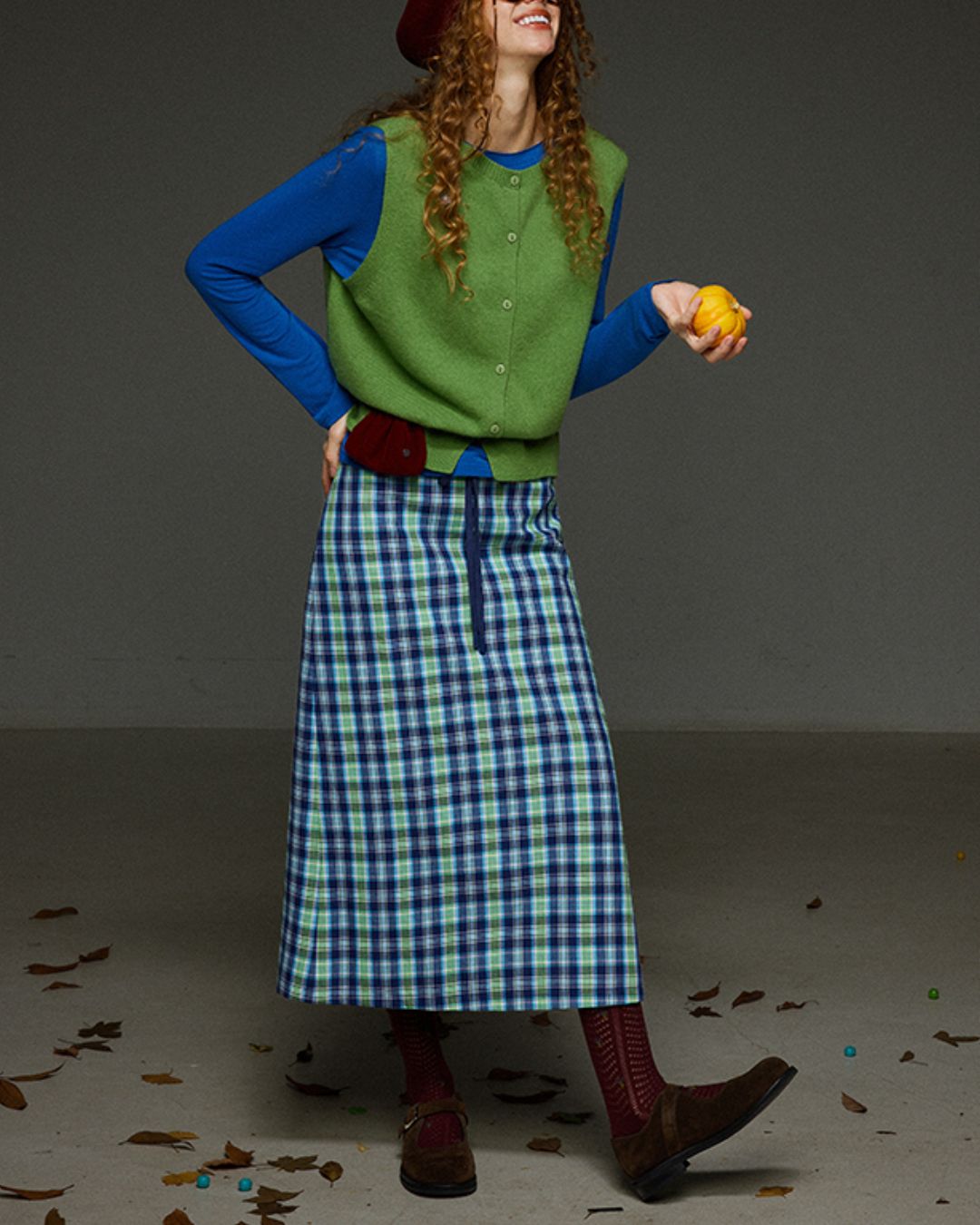 Retro Knit Front Button Vest　KN034