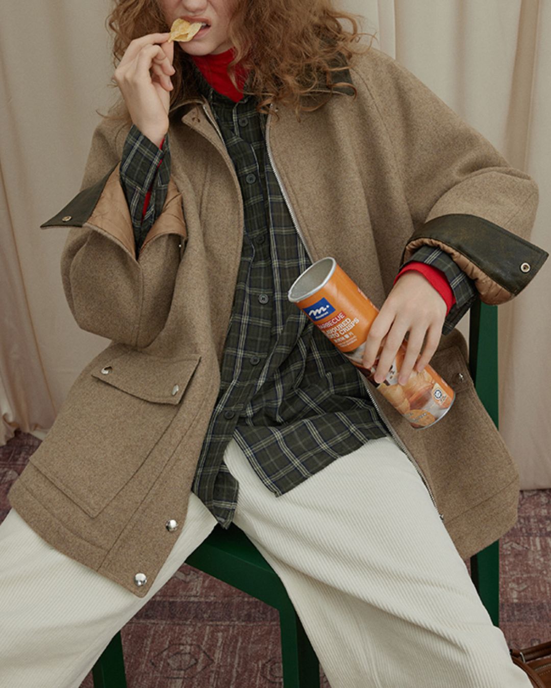 Retro Contrast Check Shirt　LS035