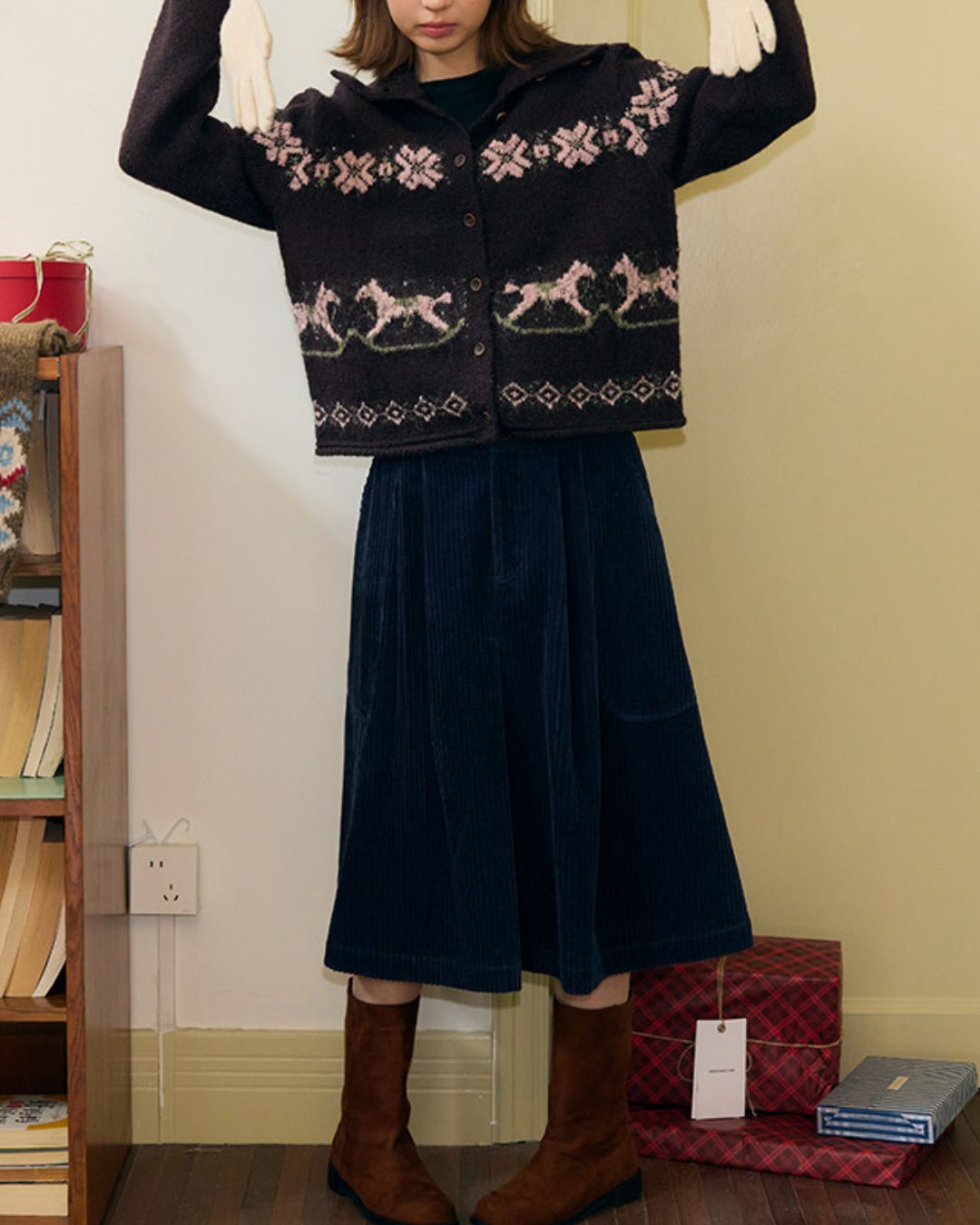 Horse Jacquard Collared Knit　KN087