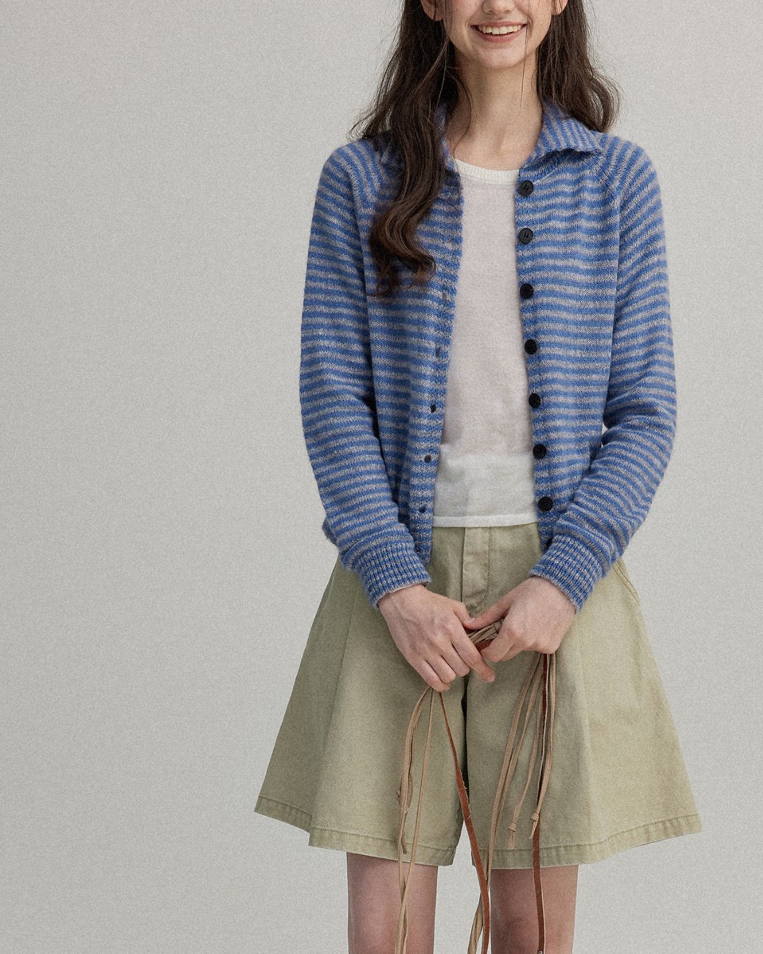 Collared Border Knit Cardigan　KN020