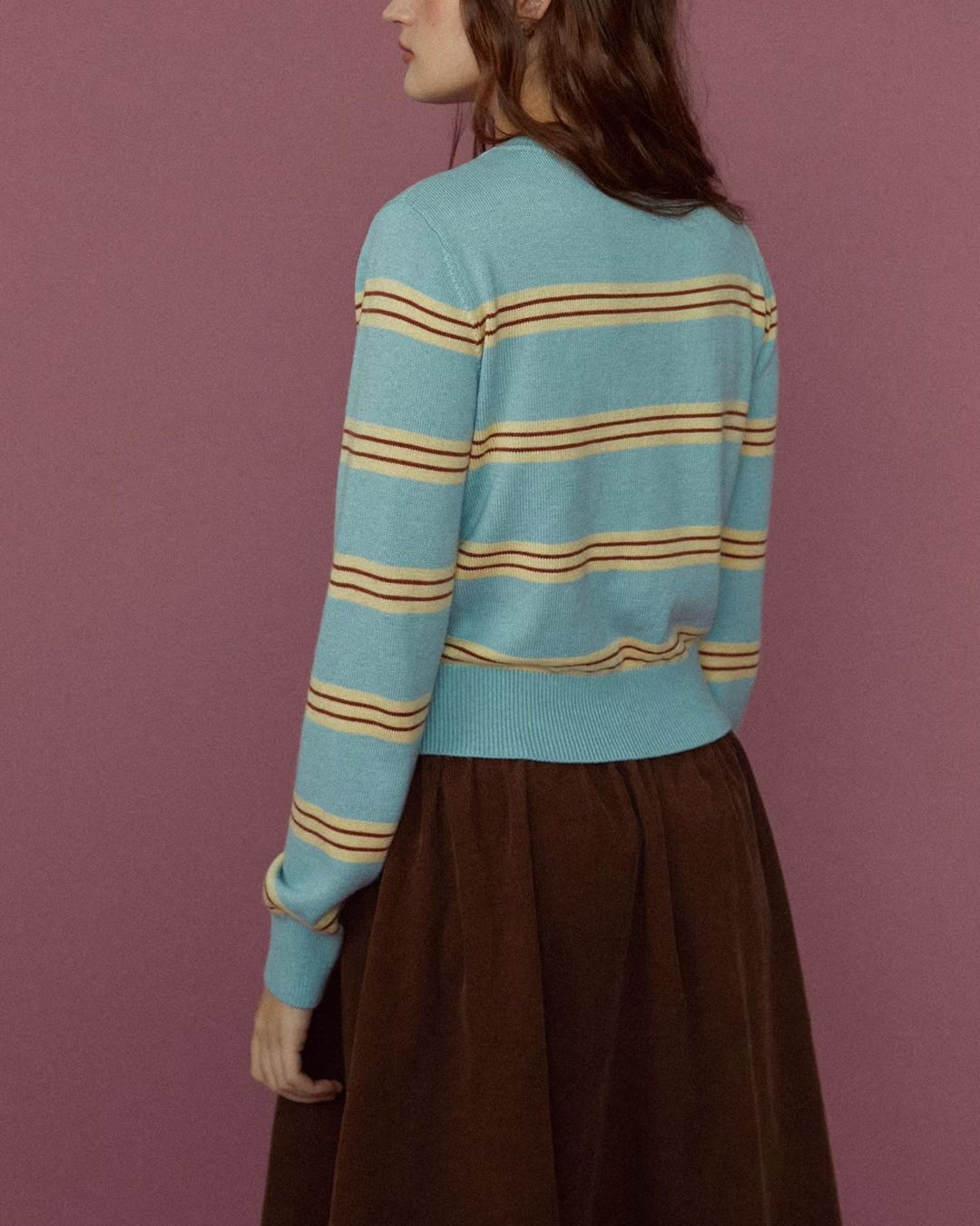 Faux Layered Contrast Border Knit Cardigan　KN096