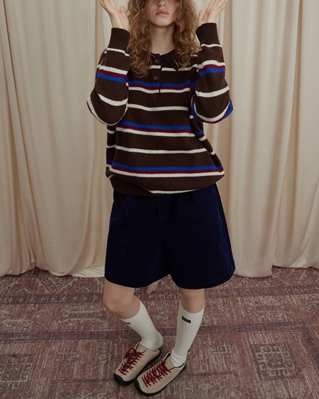 Contrast Border Polo Collar Knit　KN045