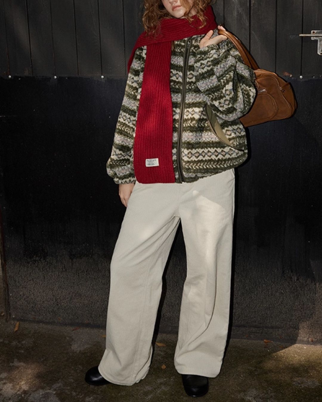 Fleece All-over Border Jacket　JK042