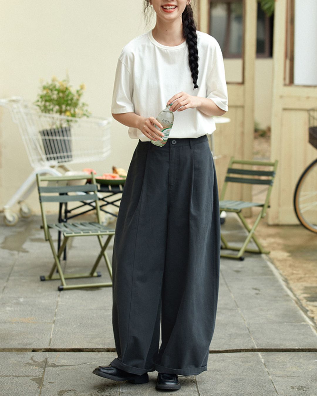 Tucked Wide Curve Pants　PT032