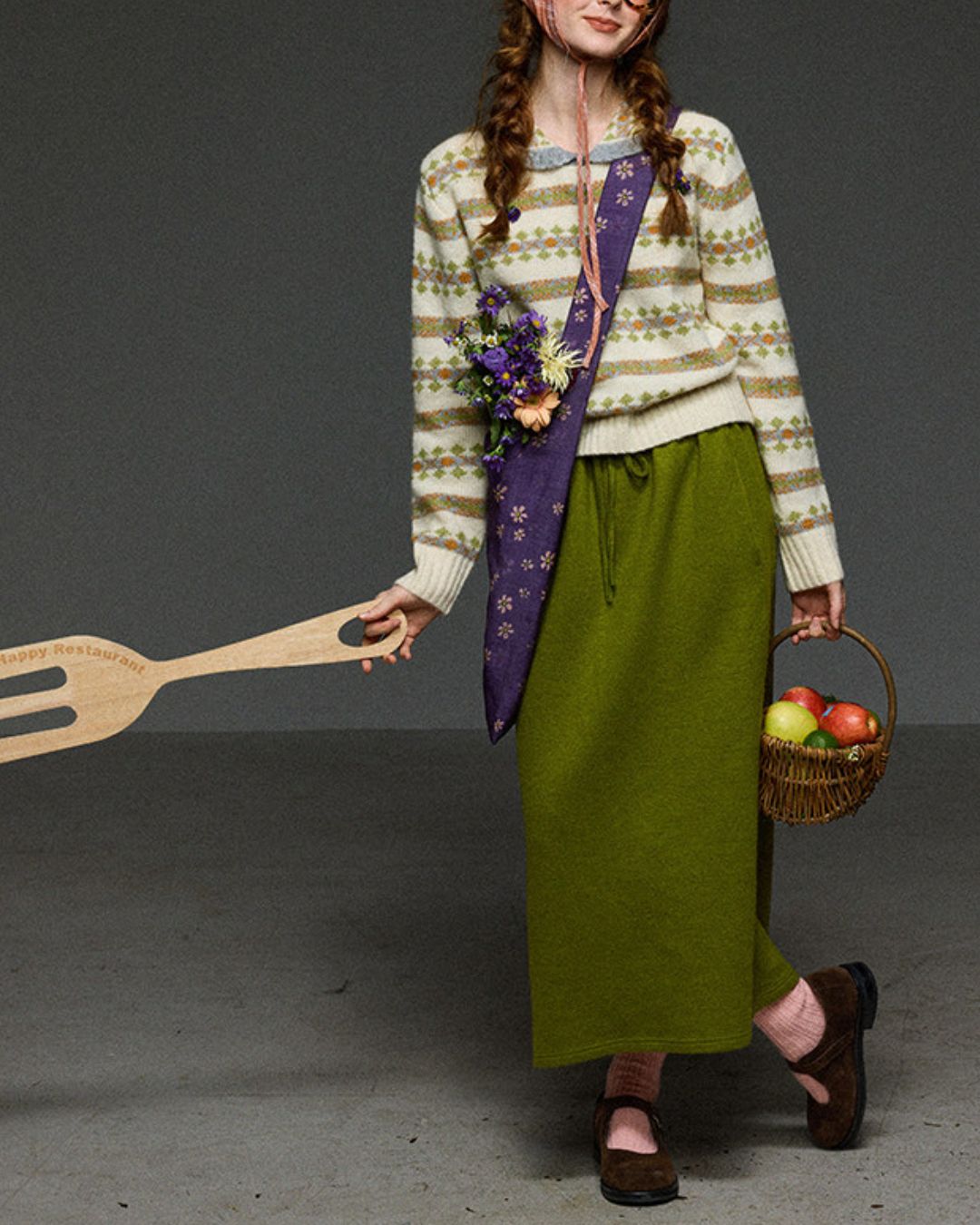 Retro Border Peter Pan Collar Jacquard Sweater　KN106