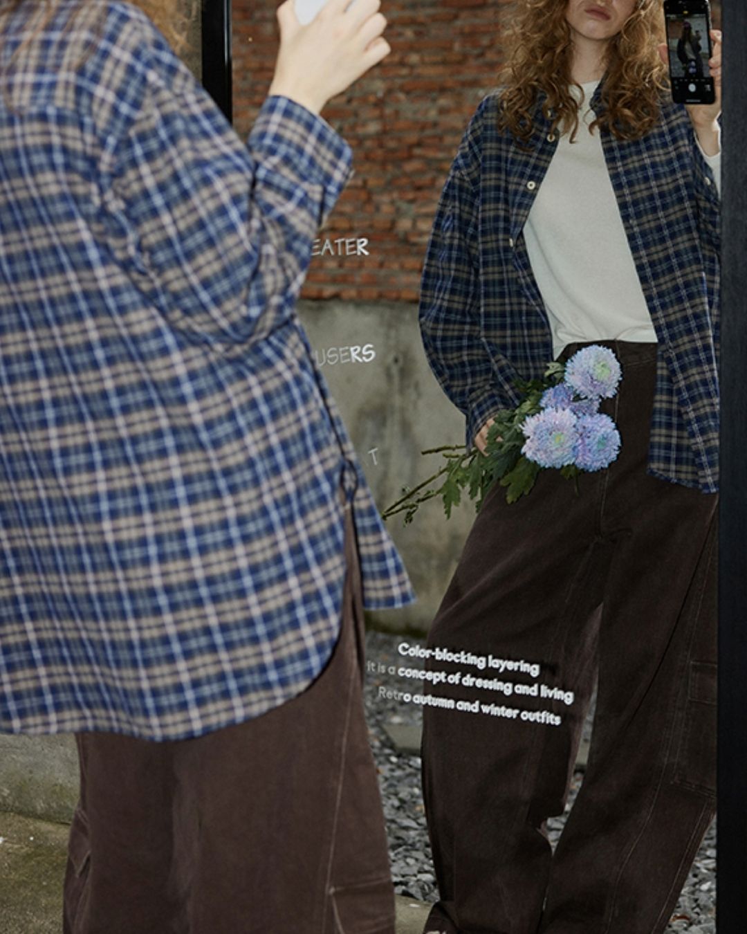 Oversized Checked Cotton Shirt　LS034