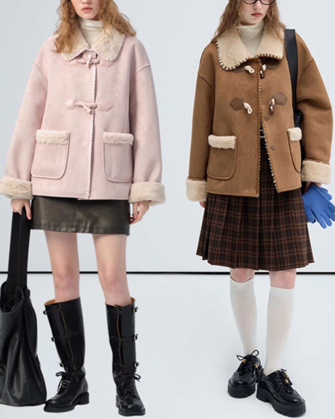 Collared Duffle Mouton Coat　CT010