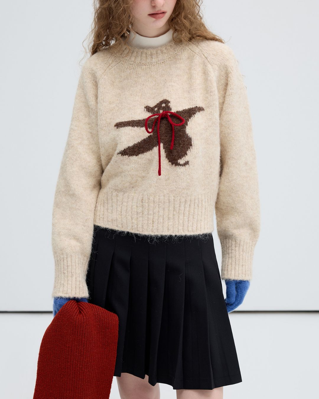 Bow Tie Bear Wool Sweater　KN040