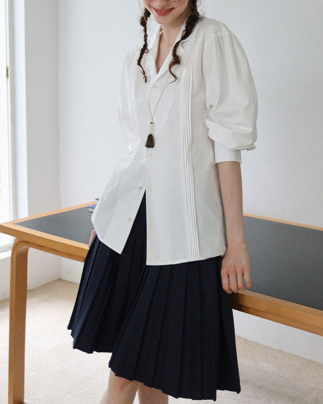 Open Collar Long Sleeve Shirt　LS012