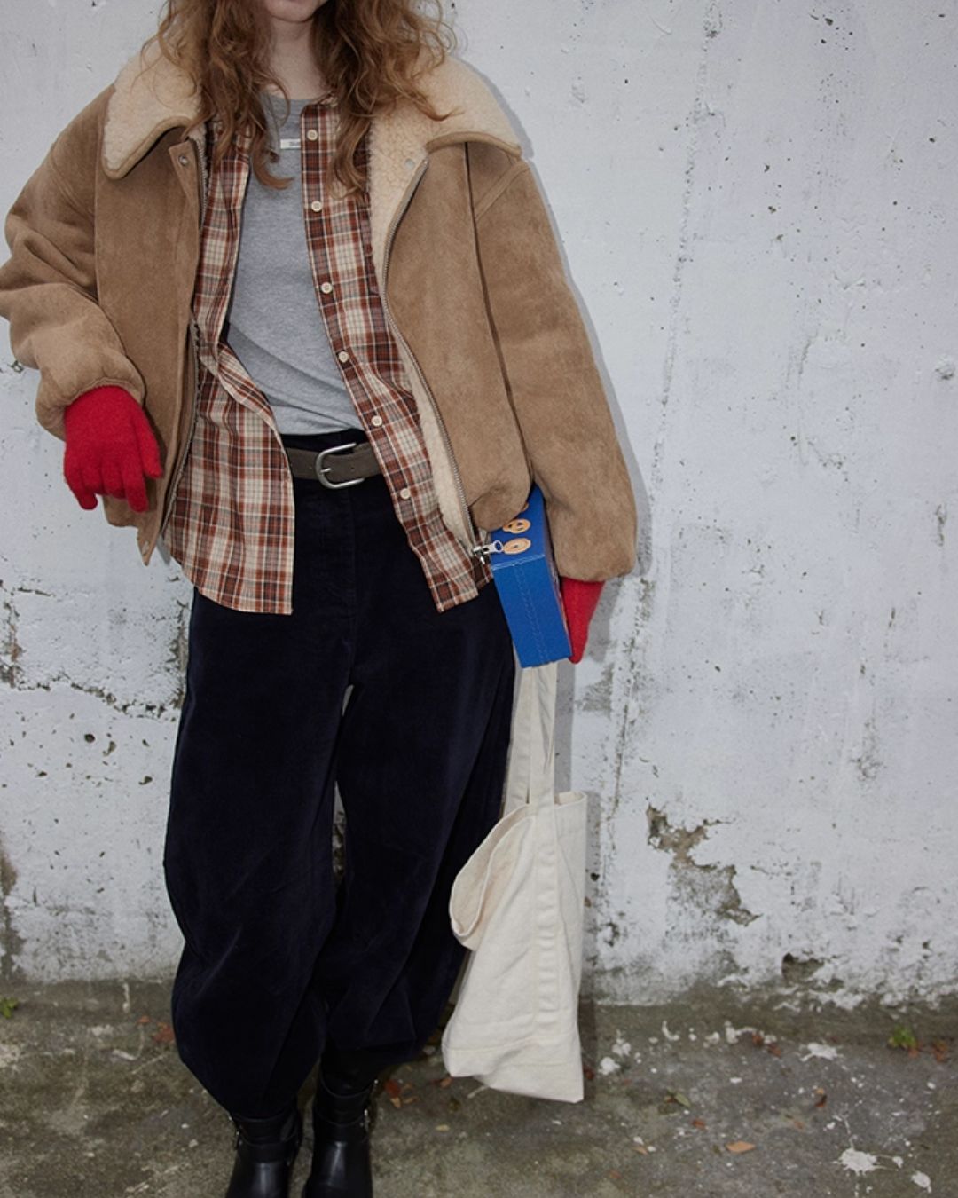 Reversible Boa Big Collar Jacket　JK055