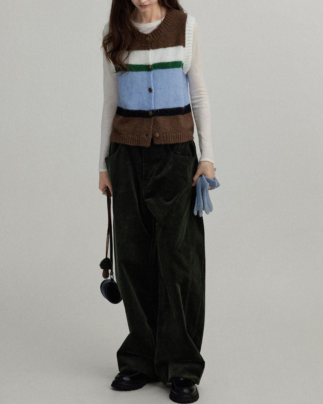 Contrast Color Knit Vest　KN019