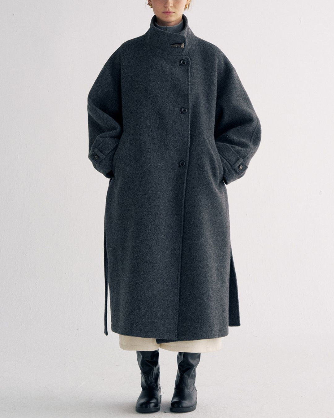 Stand-collar Wool Long Coat　CT029