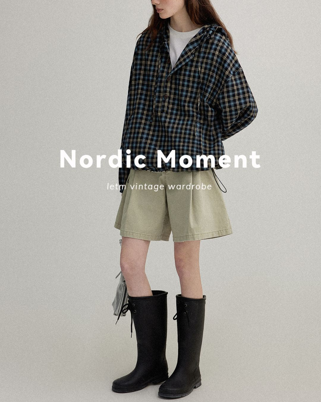 Striped ＆ Checked Hooded Shirt　LS010