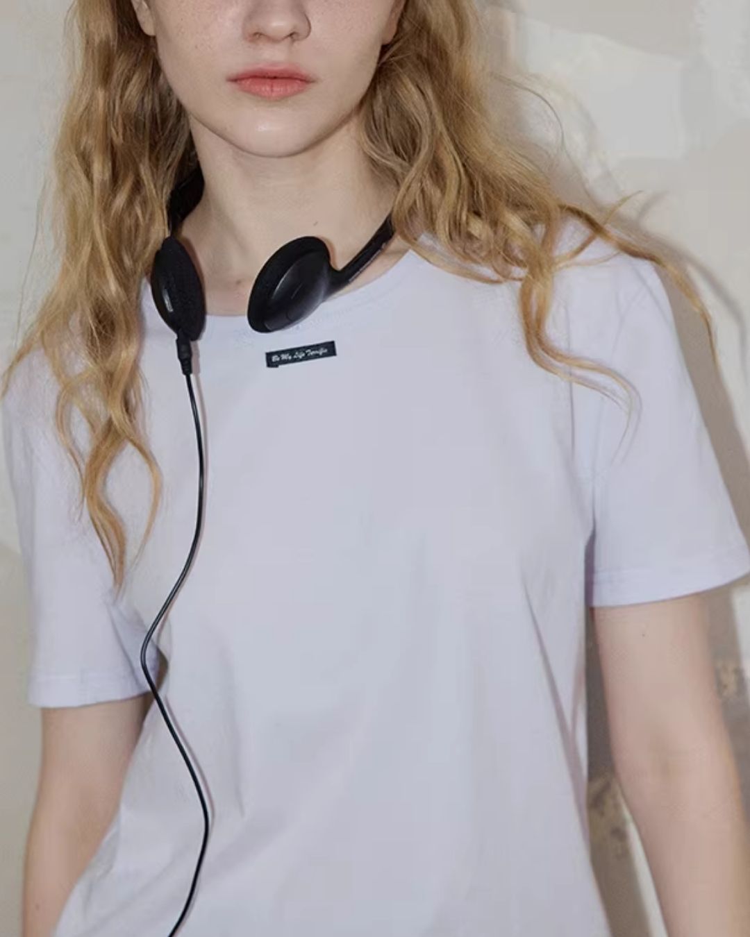 One-point Label Basic T-shirt　ST007
