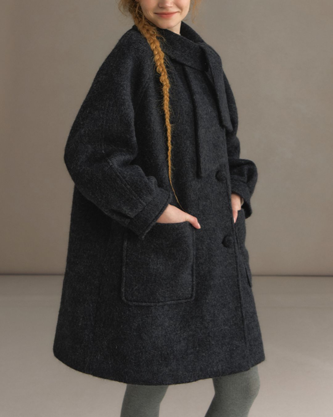 Bowtie Collar A-line Coat　CT023