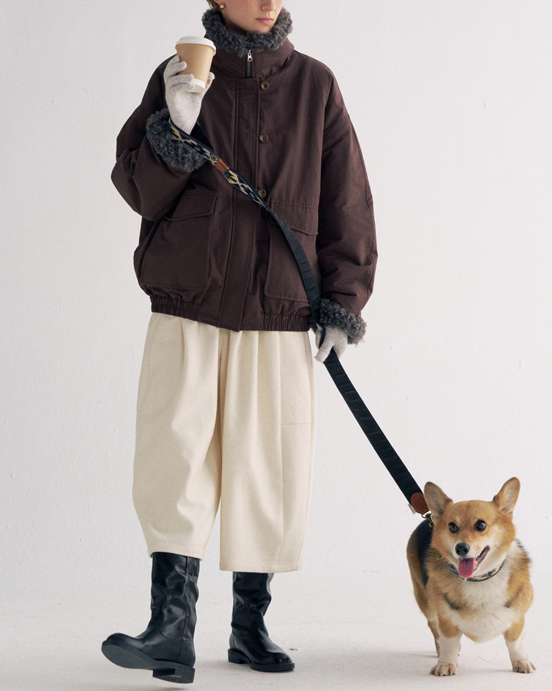 Stand-up Boa Collar Padded Jacket　JK077