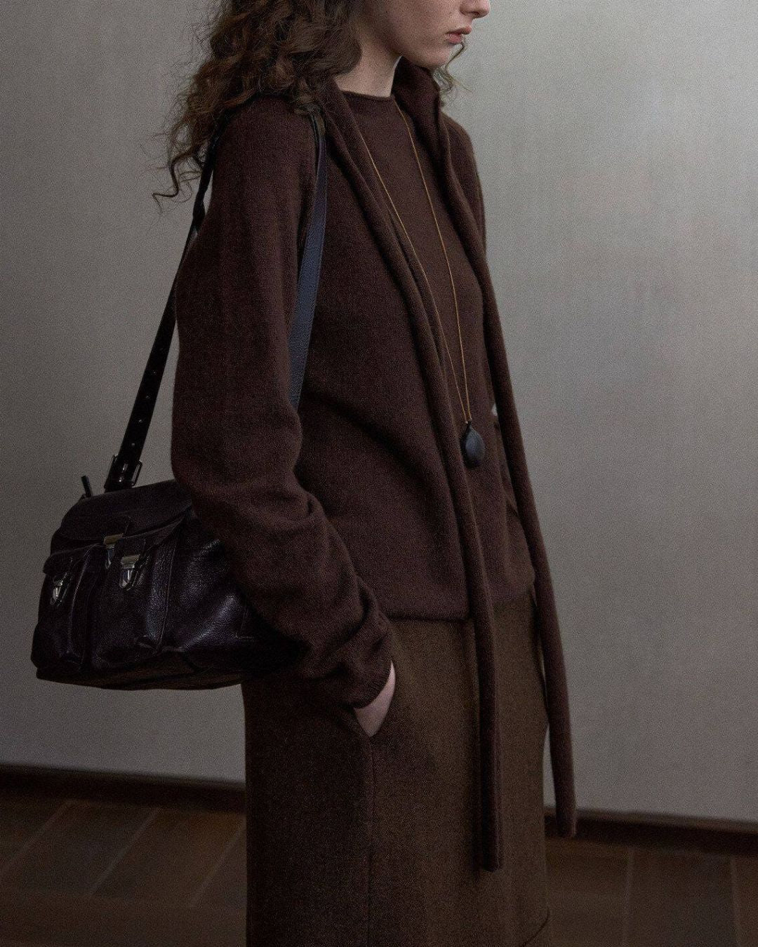 Basic Yak Wool Knit Hooded Scarf　HG001