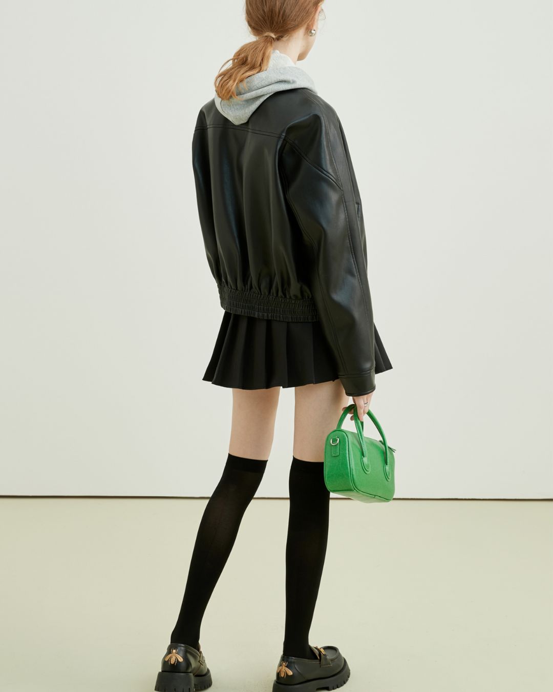 Metal Buckle Leather Jacket　JK038