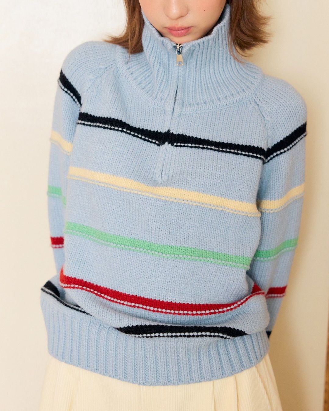Multi-border Half-zip Knit　KN091