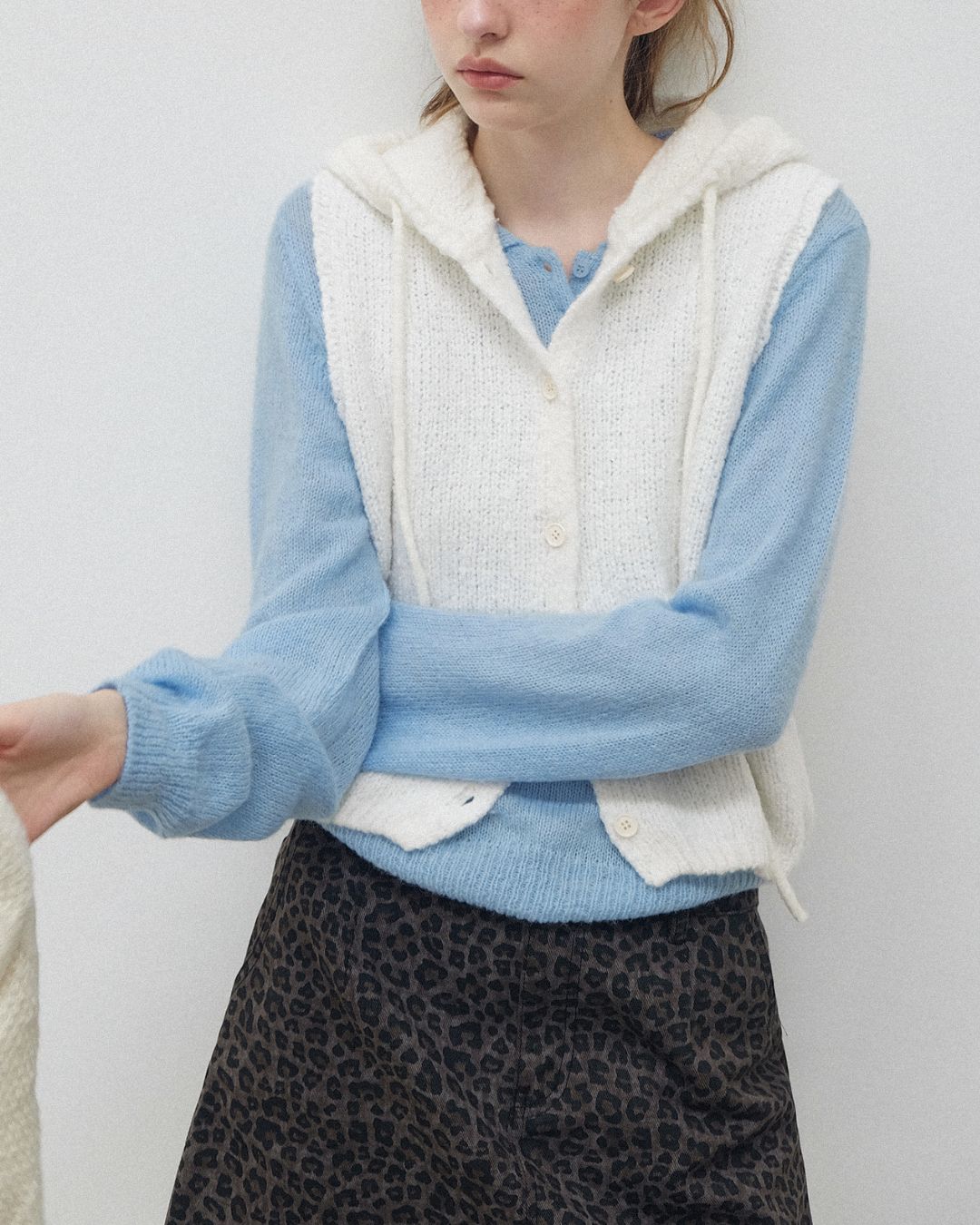 Loop Yarn Hooded Knit Vest　KN025