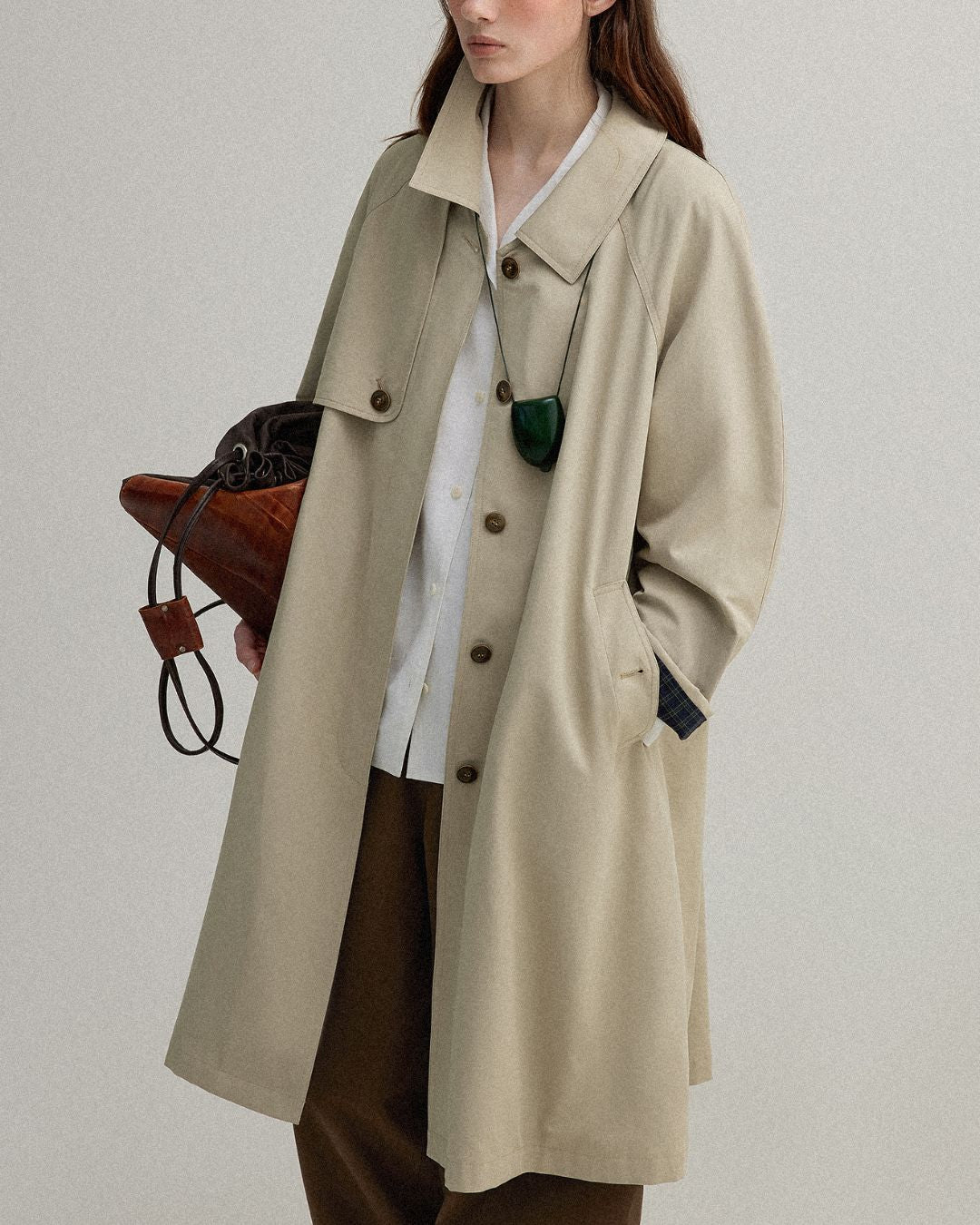 Back Pleated Trench Coat　CT001