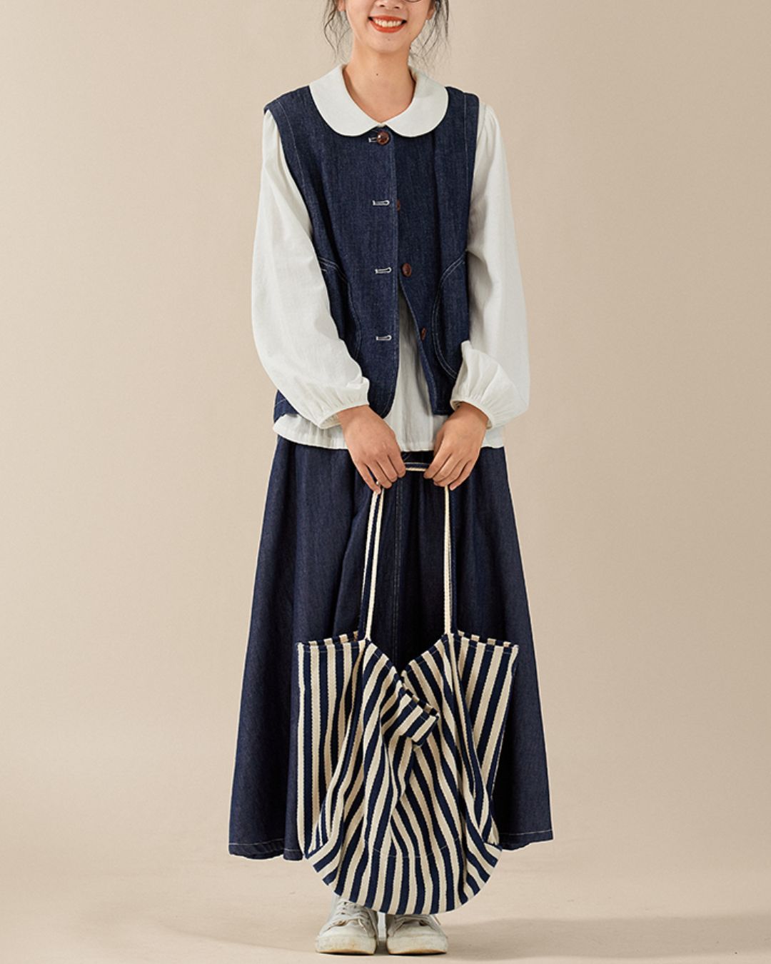 Round-collar Cotton Shirt　LS026