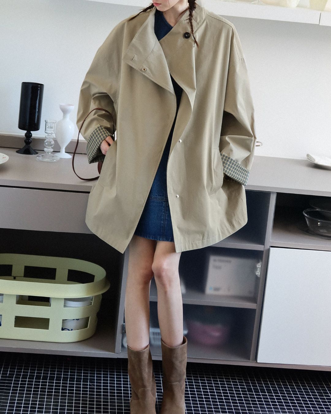 Stand Collar Mid-length Jacket　JK017