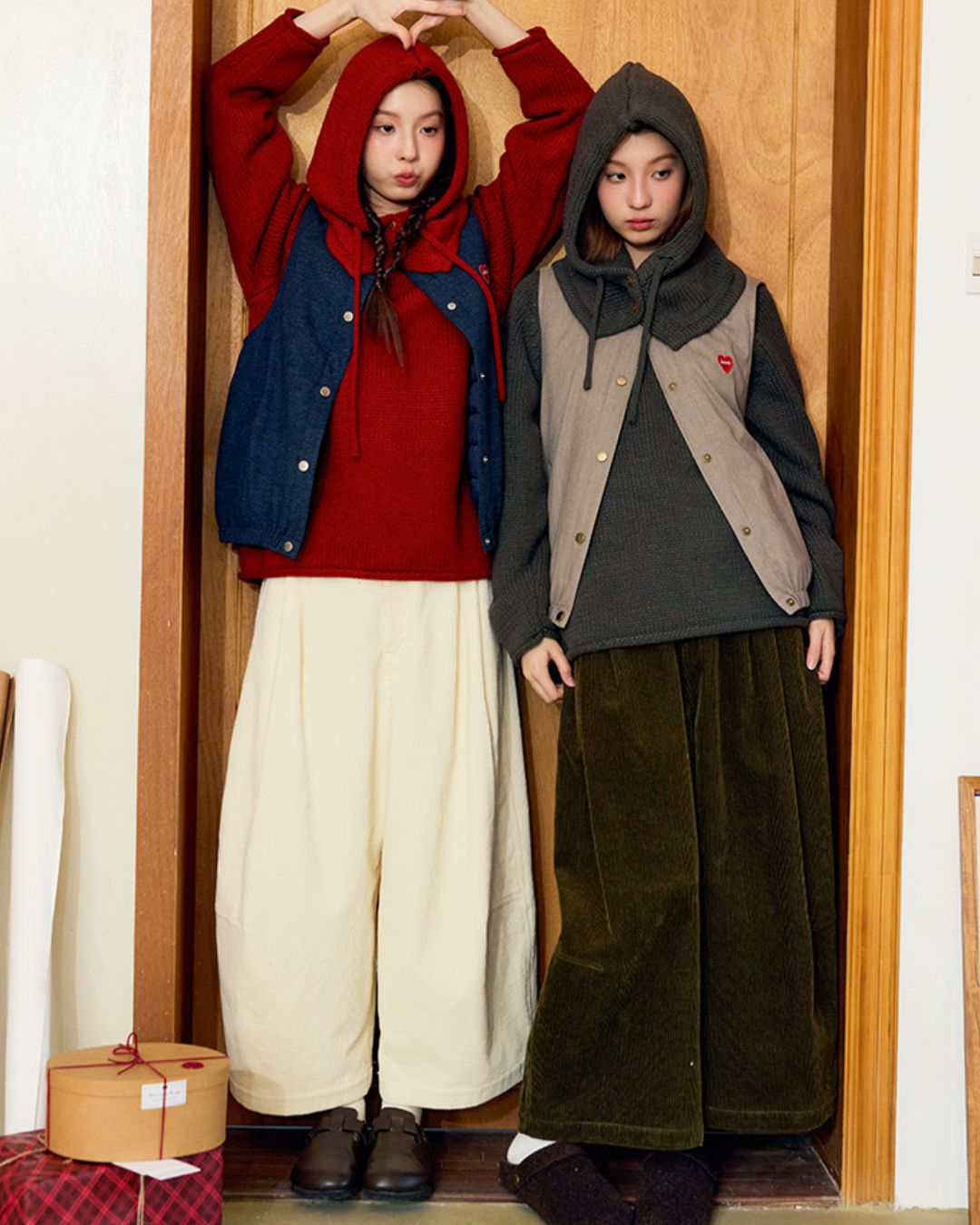 Loose Crew Neck Knit With Balaclava　KN089