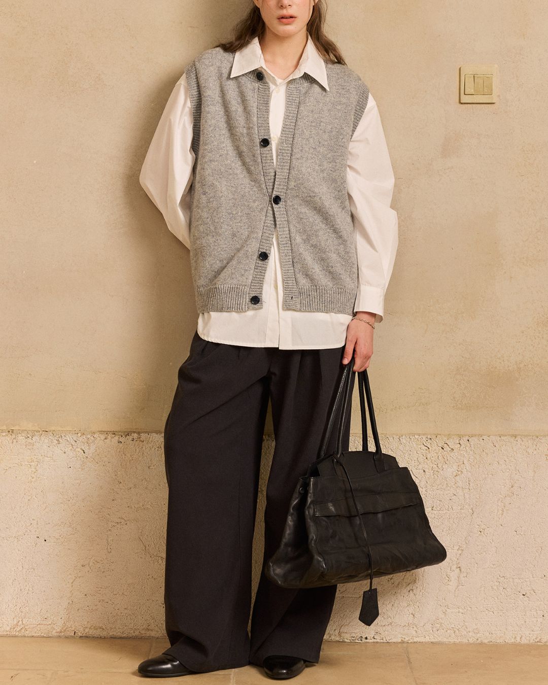 Basic Knit Cardigan Vest　VT018