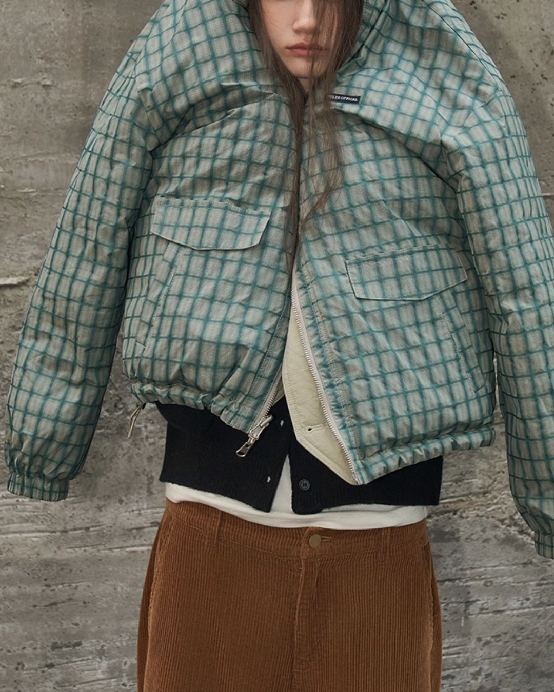 Check Reversible Down Jacket　JK047